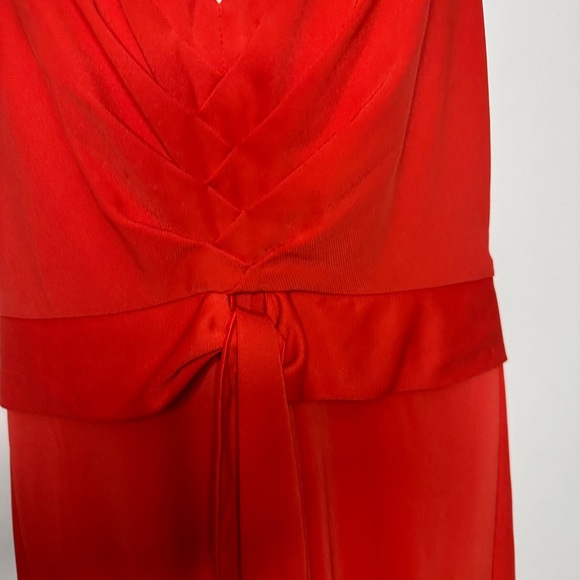 BCBG MaxAzria Fire Orange Red Halter Style Maxi Dress Small - Picture 15 of 16